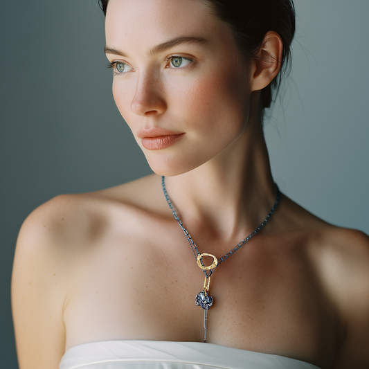 Layered Talisman Set with Bronze Simple Necklace