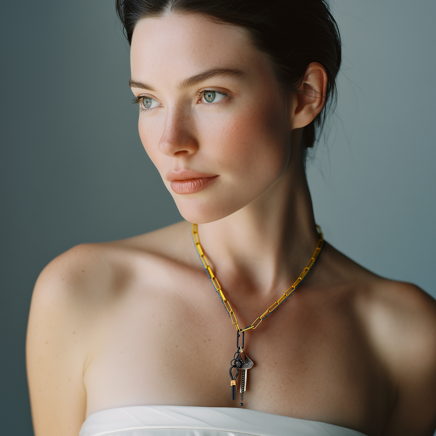 Assorted Talisman Pendants on Fine Layered Chain