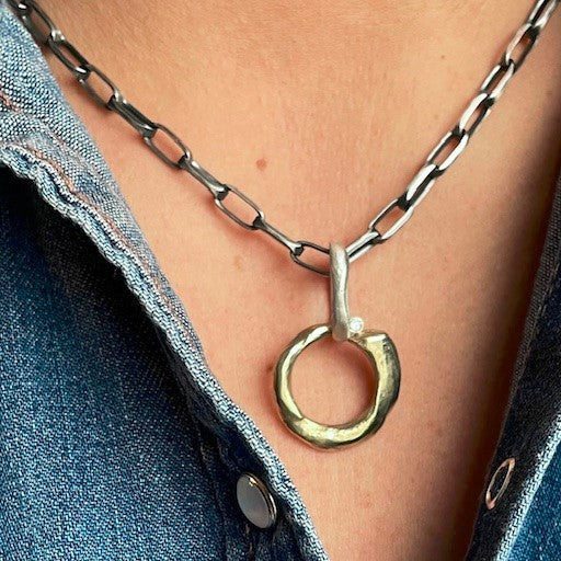 Oxidized Silver Chain with Silver Paper Clip Connector