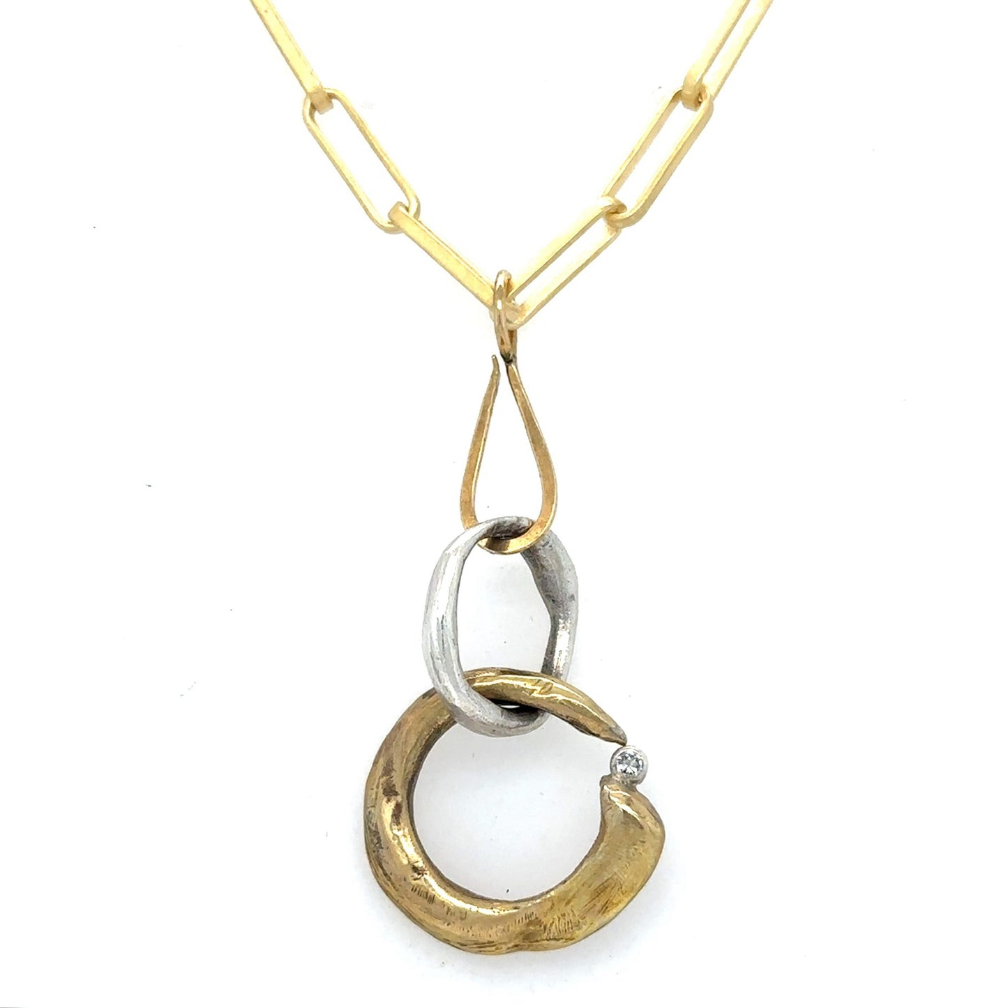 Ascendant Talisman Pendant featured on the Brass Tear Drop Connector and Gold Link Chain