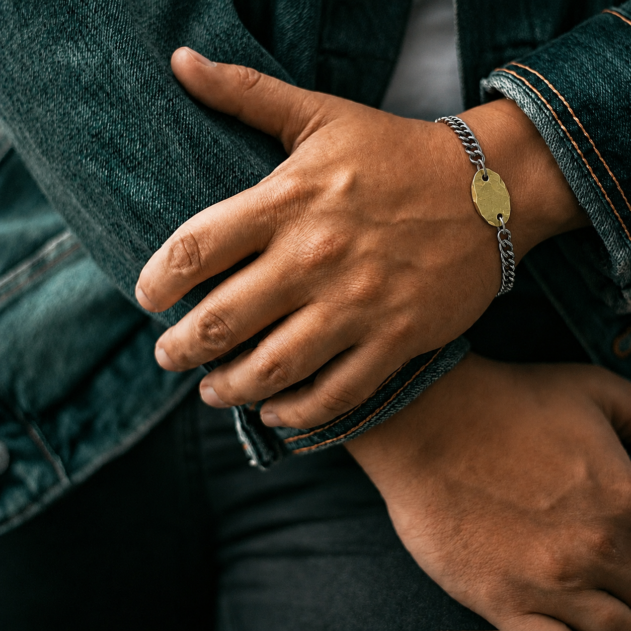 Hold Bracelet in Bronze on male model