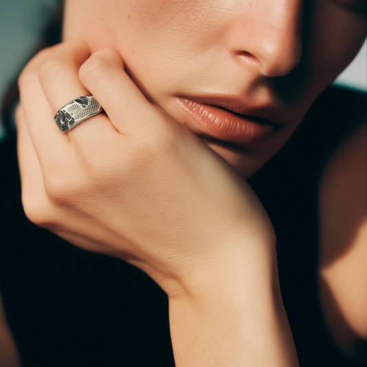 Solar Terrain Ring in Silver on Model