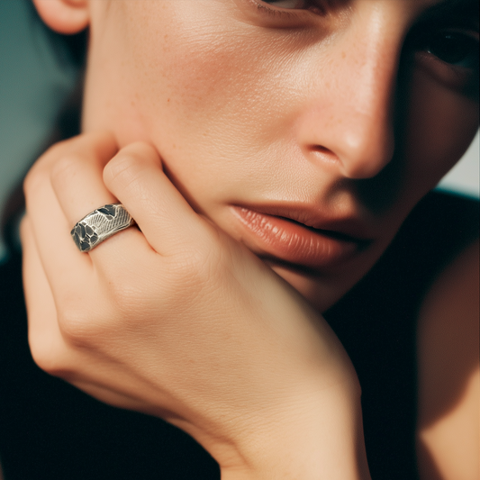 Solar Terrain Ring in silver on Model