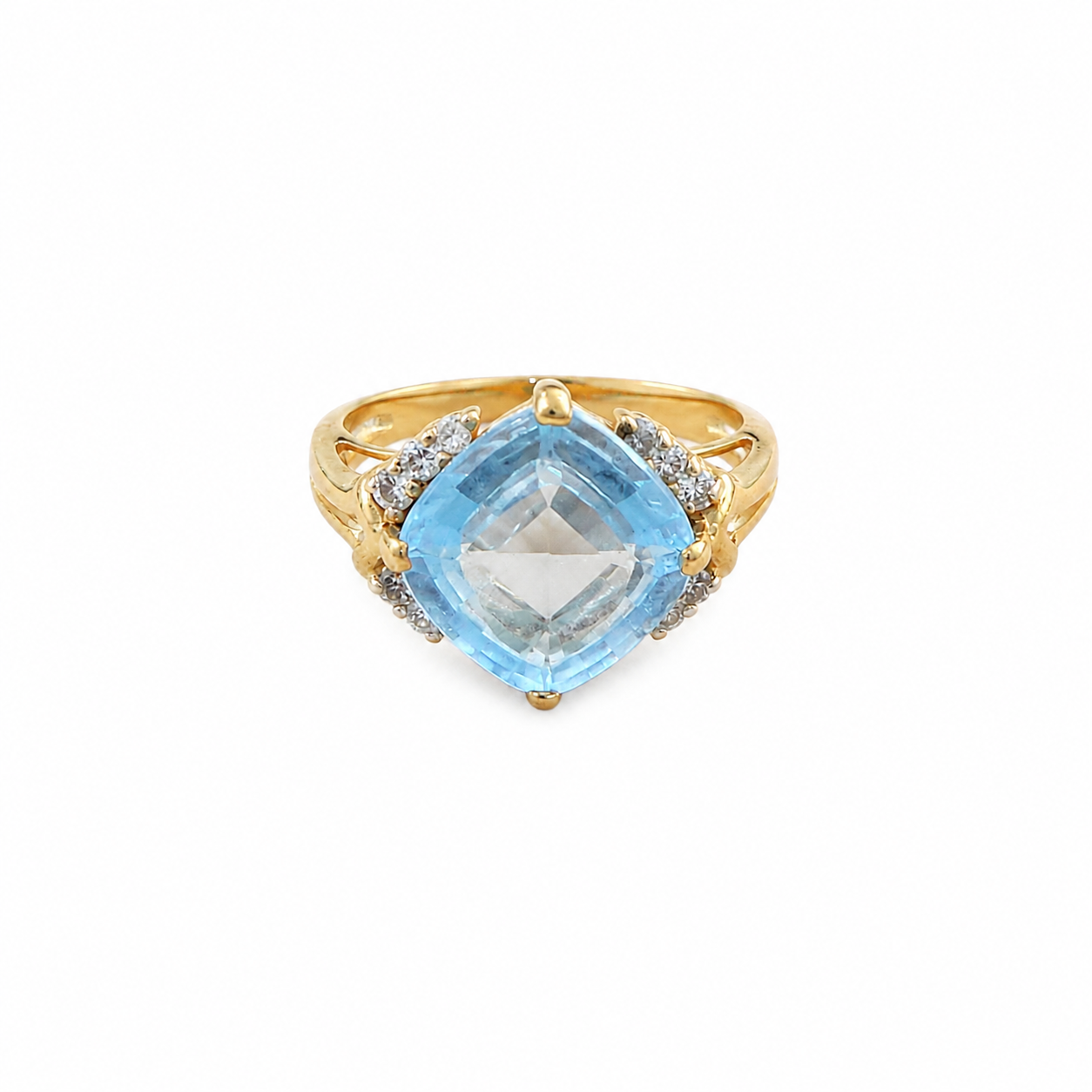 Blue Topaz with Diamonds Ring from Chikahisa Ancestor Collection