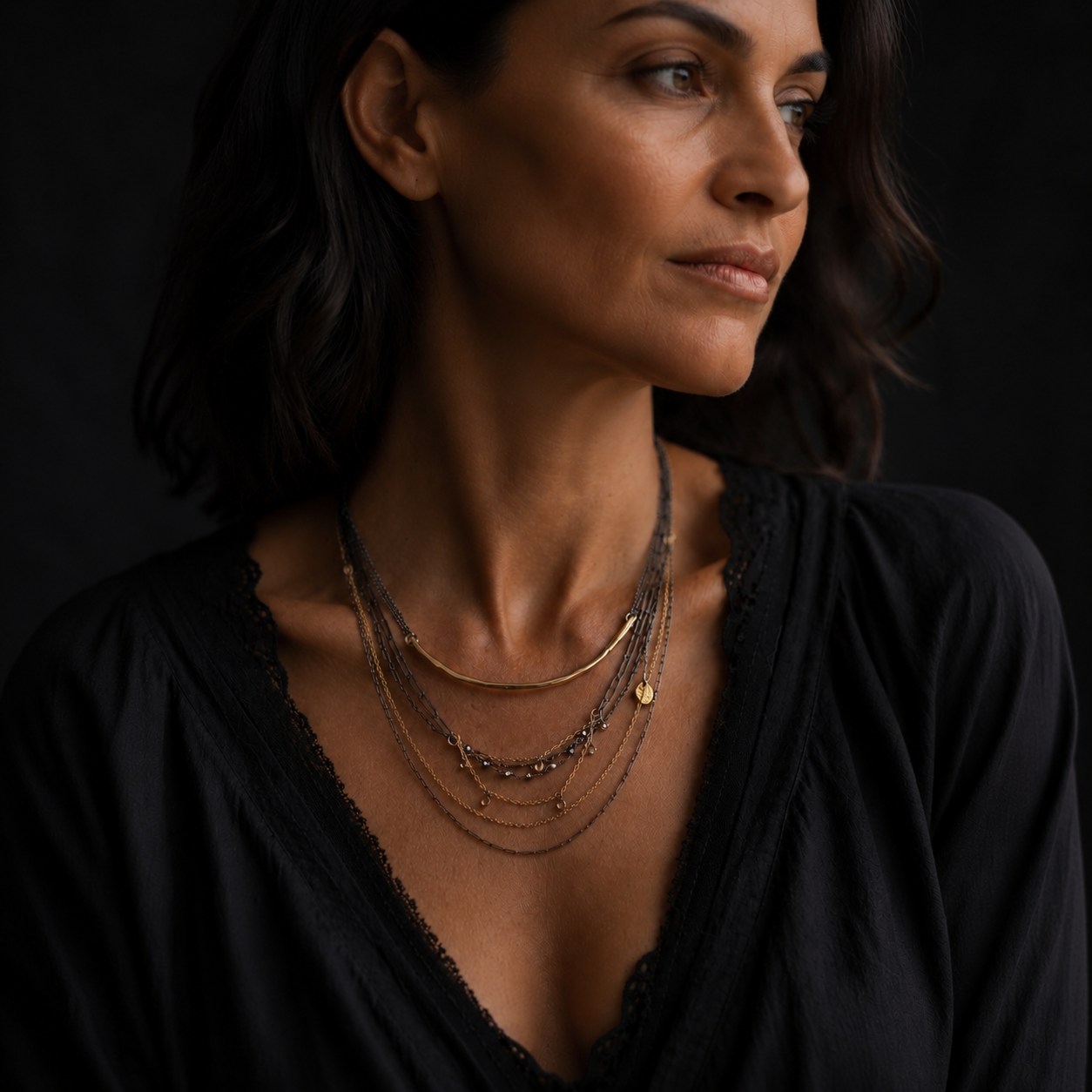 Suspended Harmony Necklace Set on Model