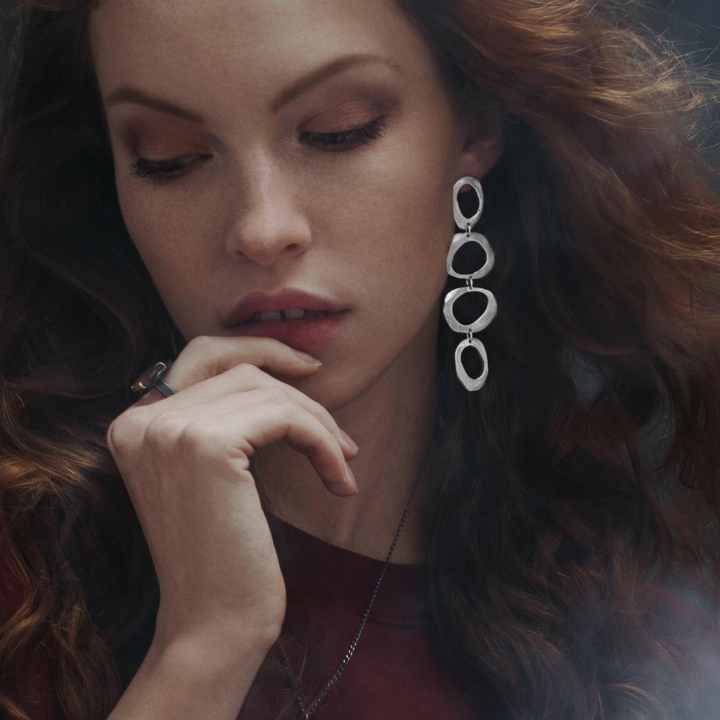 A bold fusion of ancient symbolism and contemporary design. The Mystic Statement Earrings feature intricate patterns inspired by mystical traditions, meticulously crafted in rich, warm bronze or sparkling silver. Each earring is a miniature work of art, with textures and details that catch the light and draw the eye. The substantial yet balanced design ensures a comfortable wear, while making a dramatic statement.