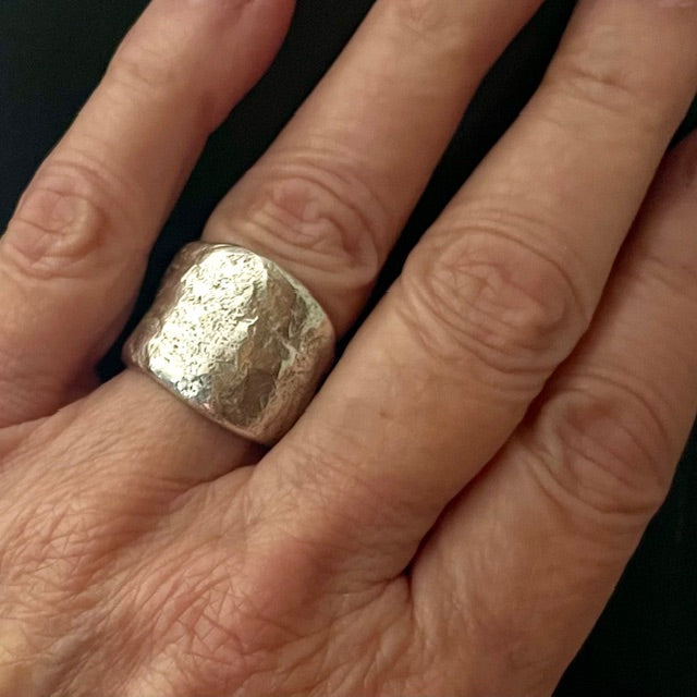 Origin Ring in Silver shown on hand