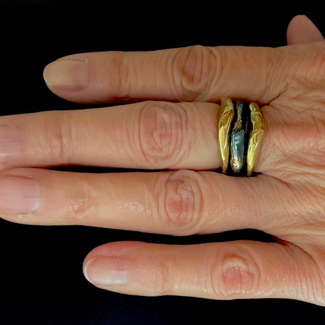 Element Ring in Oxidized Silver with 18k Gold Accents