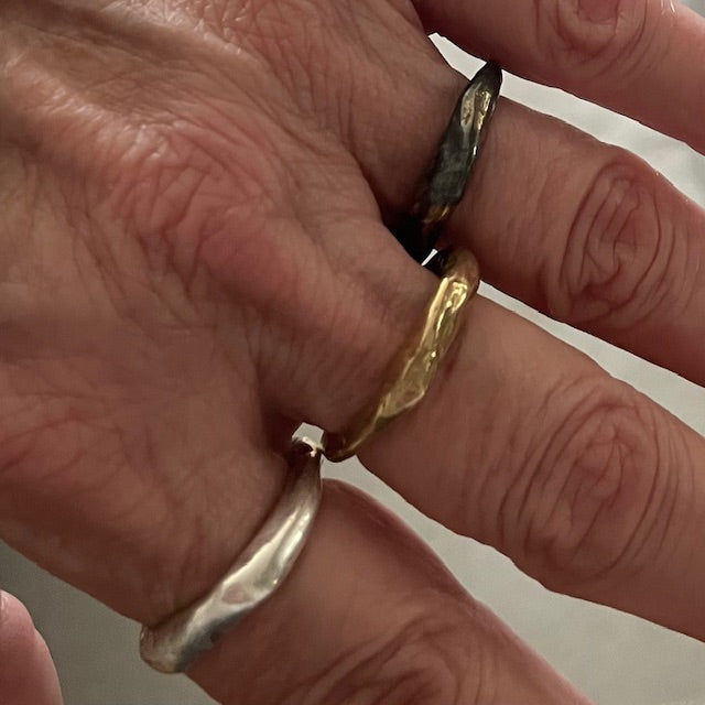 Element Ring in Oxidized Silver with 18k Gold Accents