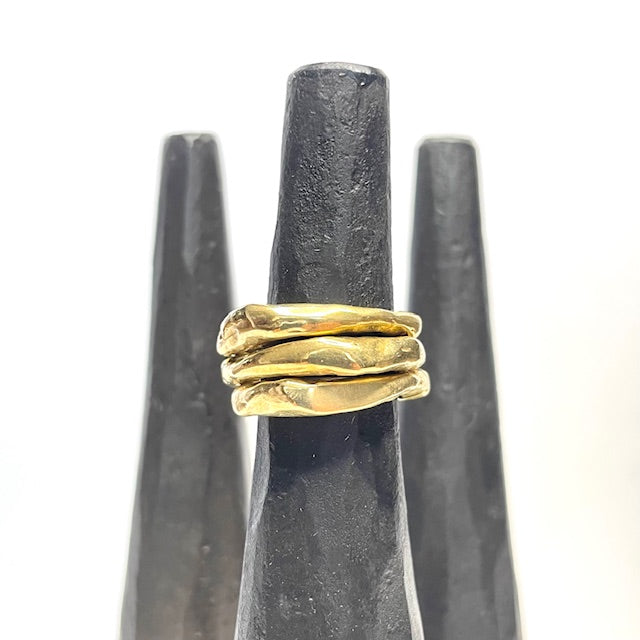 There's an ease you feel when you put on the Alchemist Ring Stack. It's like putting on the jeans you've had forever & will never part with. Each Ring is meticulously crafted with wabi-sabi intention, using only the finest precious metals. We use the ancient lost wax casting technique imbuing it with its own character and soulful imperfections that make it truly one of a kind.