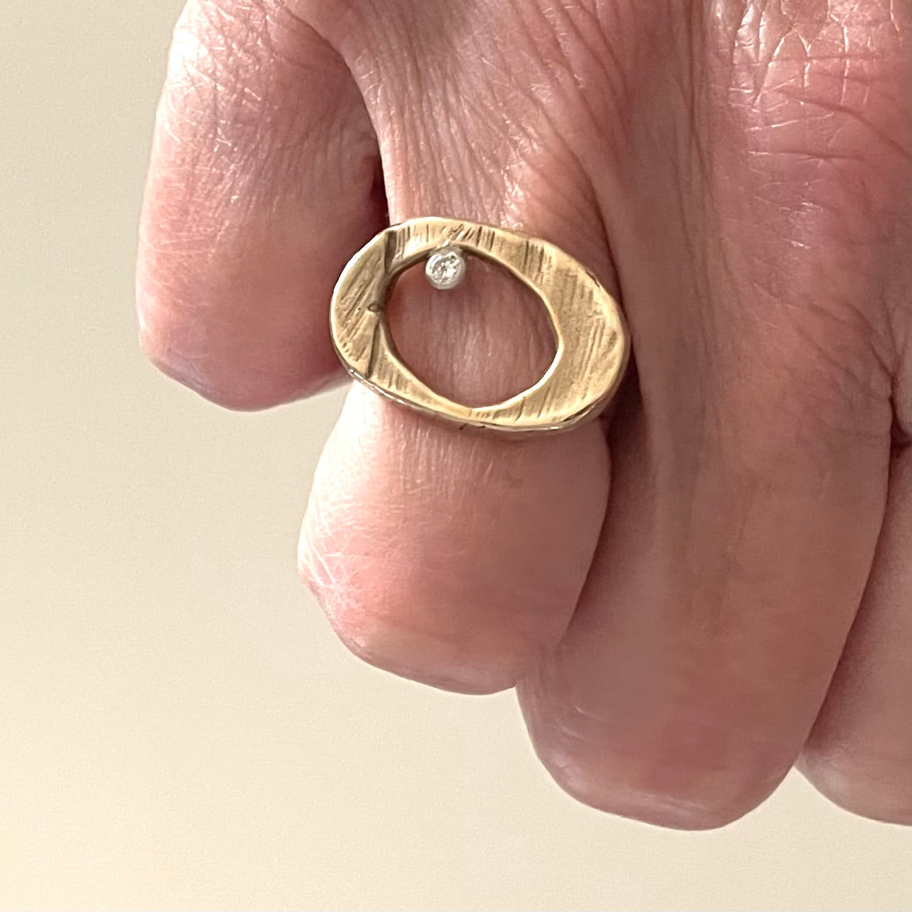 The Ovum Ring in Bronze shown on hand