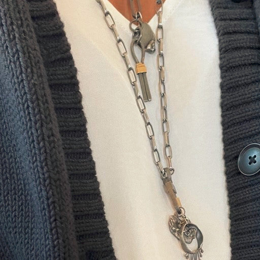 Various Talisman Pendants shown on Lock Connector and Oxidized Silver Chain