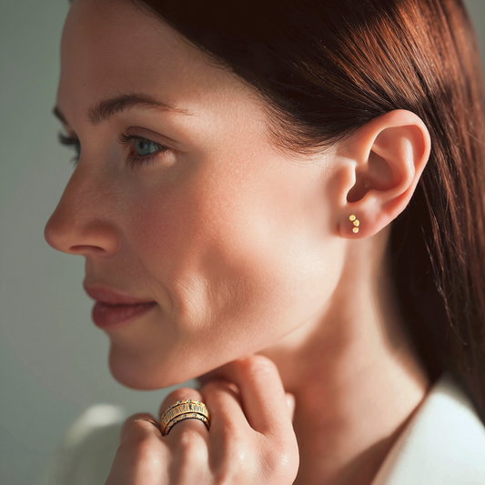 Hoshi Stud Earrings on Model