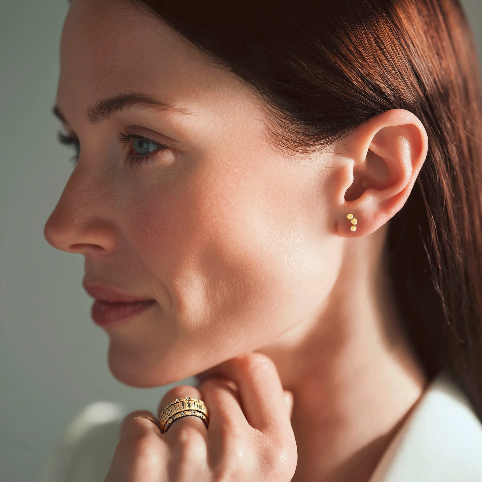 Hoshi Stud Earrings on Model