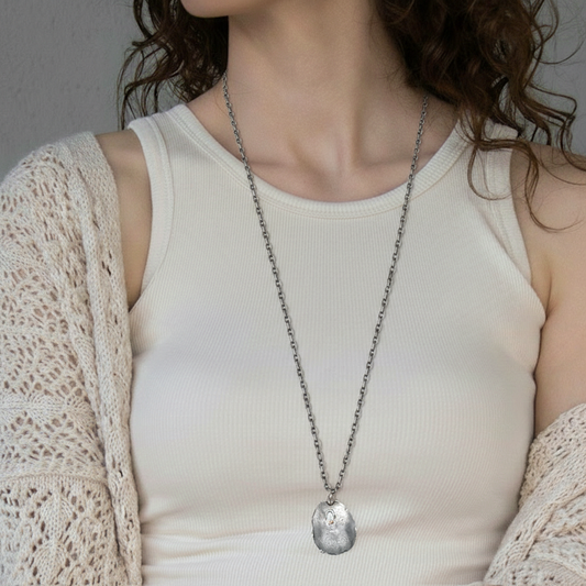 Awaken Talisman Necklace in Silver on Model