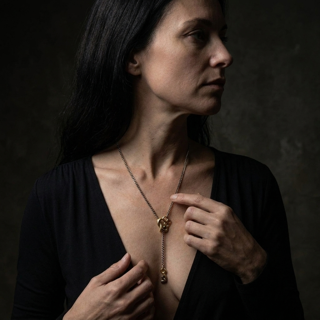 The Bearing Lariat Necklace from the Hive Collection on Model