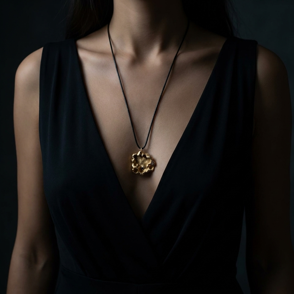 The Capped Necklace from the Hive Collection on model