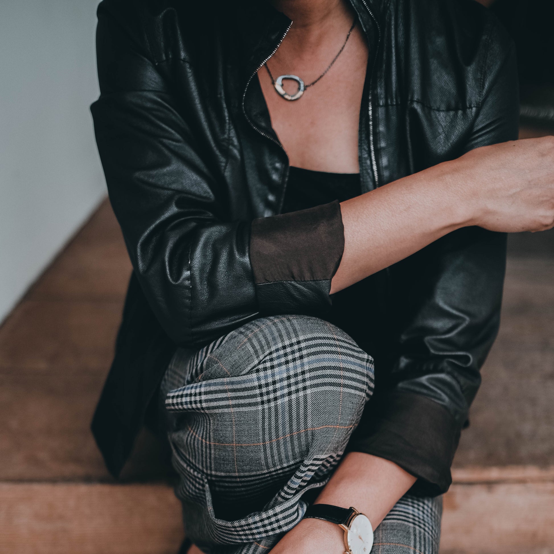 Skipping Stones Simple Necklace in Keum Boo shown on a person