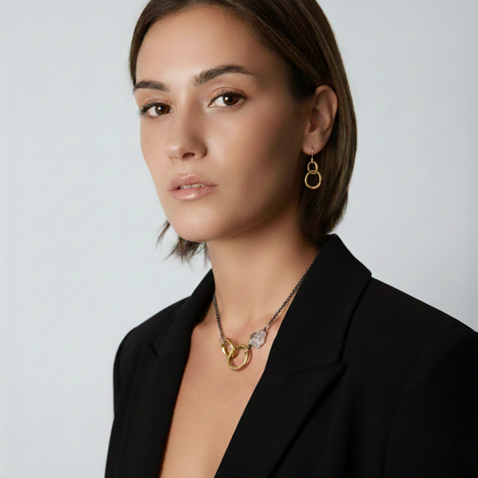 Found Necklace + Linked Earring on Model