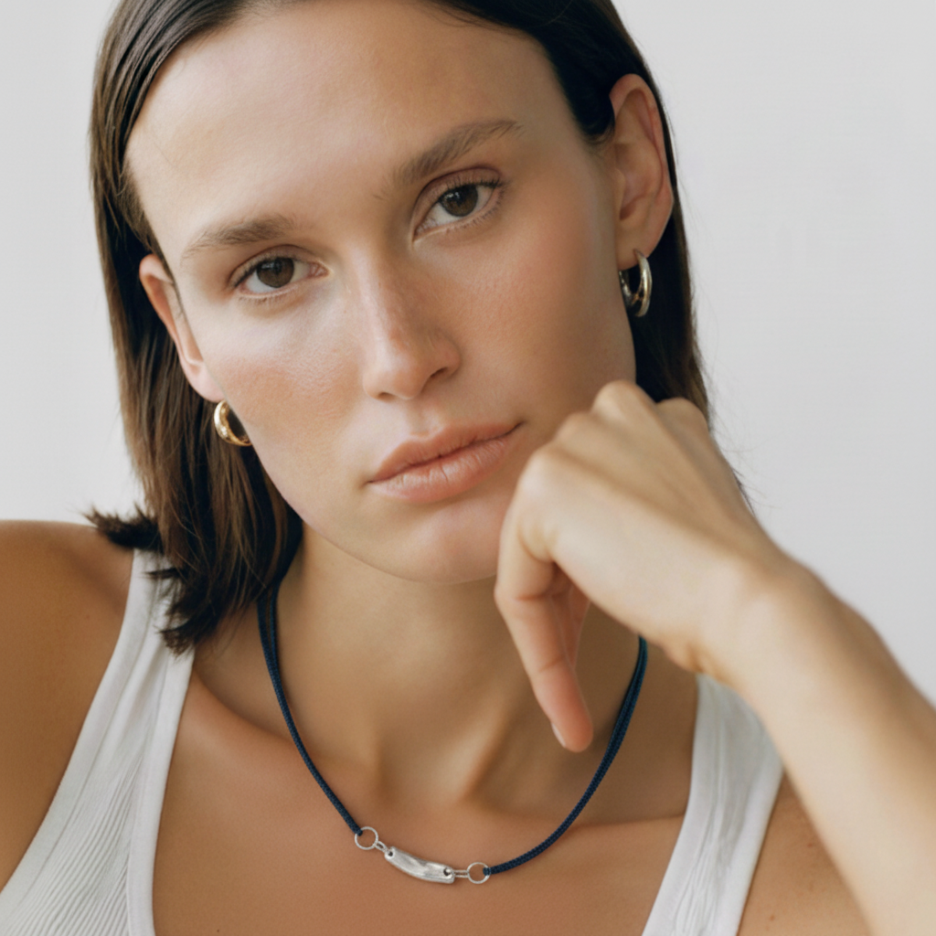 Whisper Necklace in Silver on Model