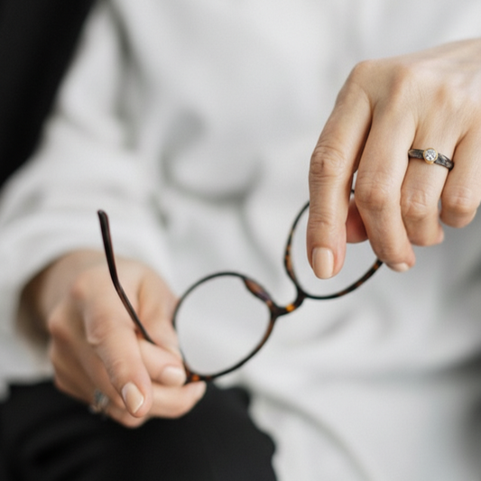 Devotion Ring in Oxidized silver with Salt & Pepper Diamond on Model