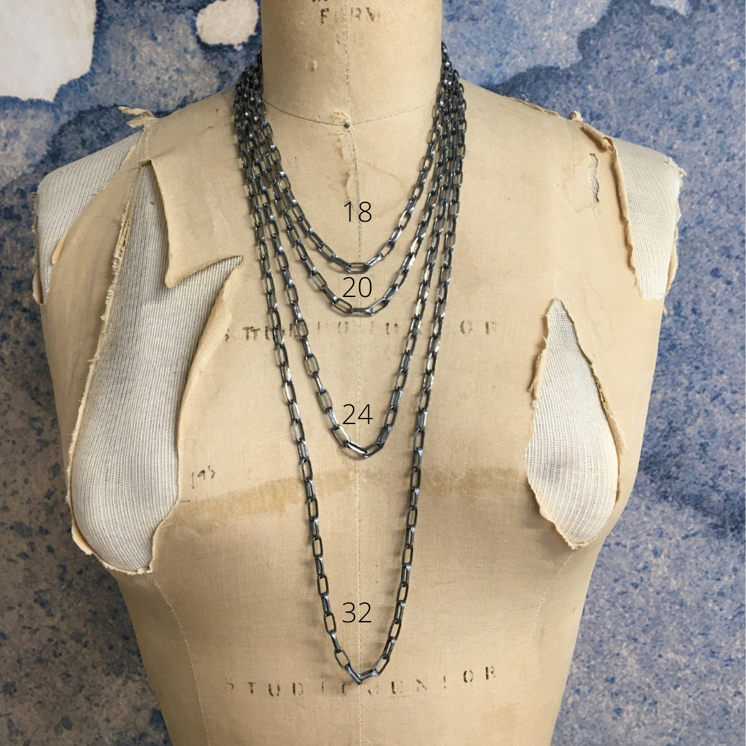 Oxidized Silver Chain with Gold Paper Clip Connector