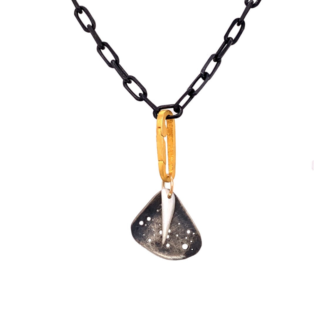 The Paper Clip Connector is made of 18kt Gold Plate and designed to easily add your Talisman Pendants.