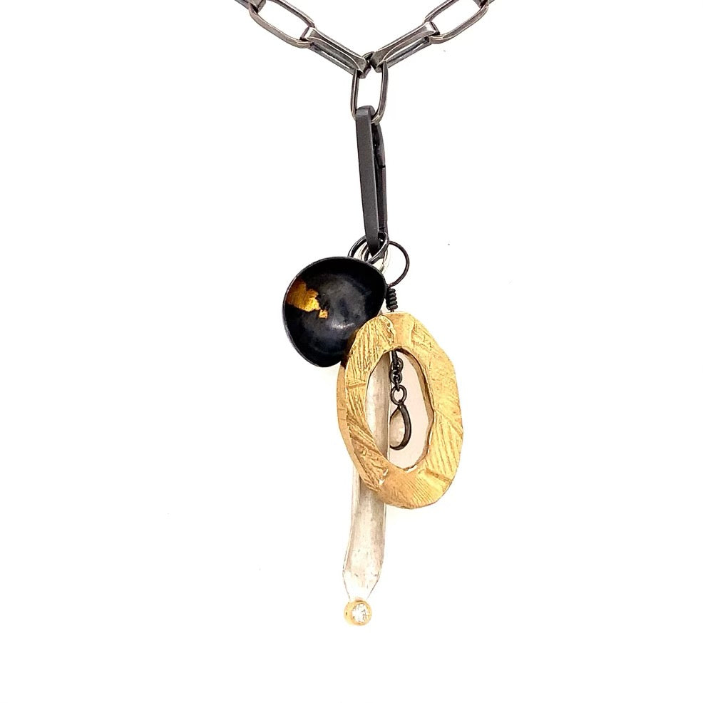 This Talisman group features our best selling Oxidized Silver Chain with Oxidized Silver Connector and the Truth, Peace, and Strength with White Diamond Pendants.