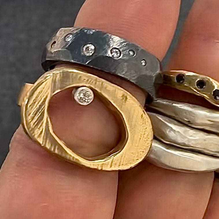 The Ovum Ring in Bronze with other Chikahisa Studio Rings