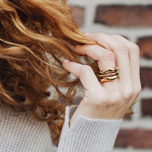 The Alchemist Ring Stack in Bronze on Model