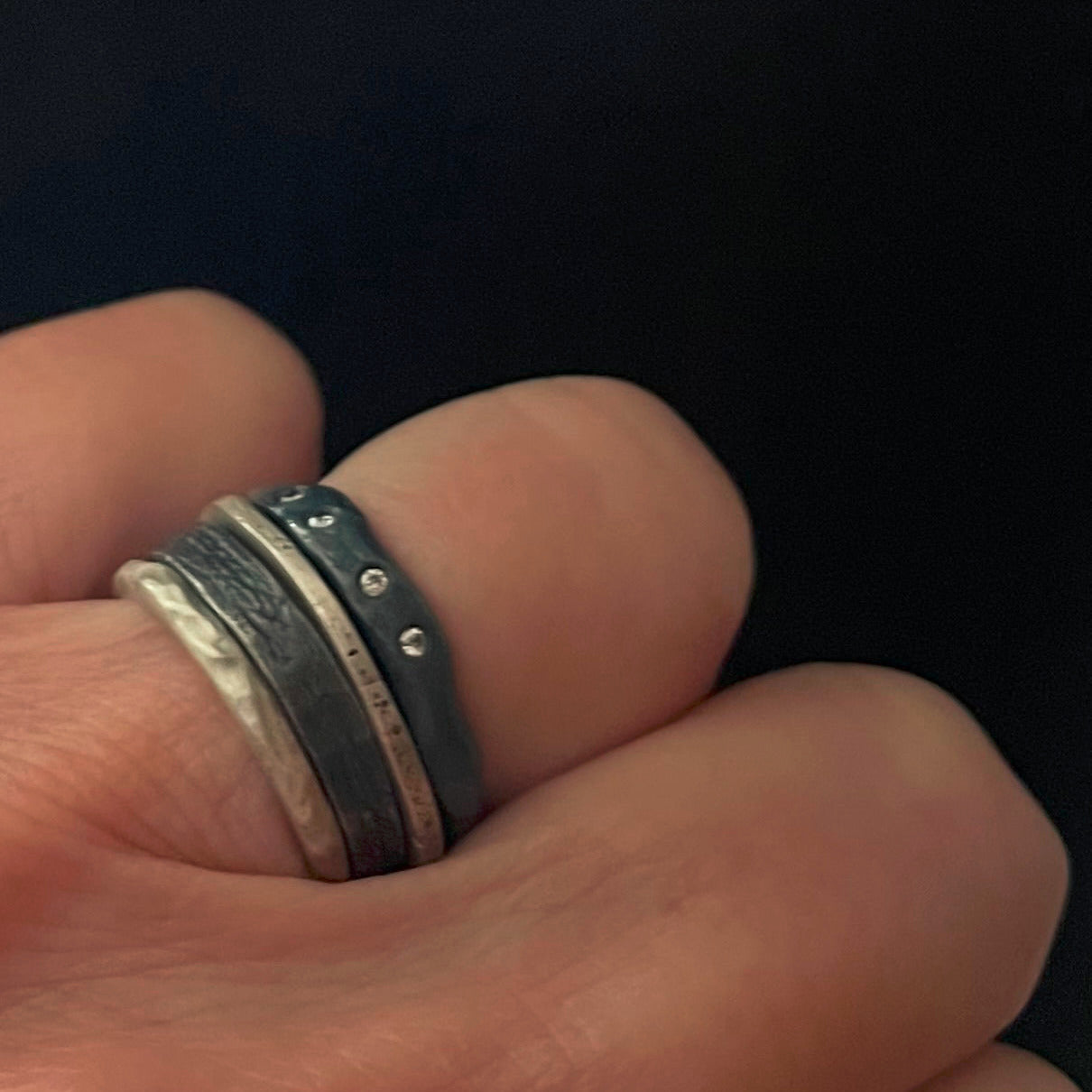 Deep Mystic Ring with Diamonds