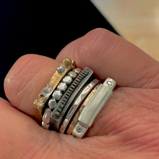 Trinity Ring Stack mixed with customers own rings