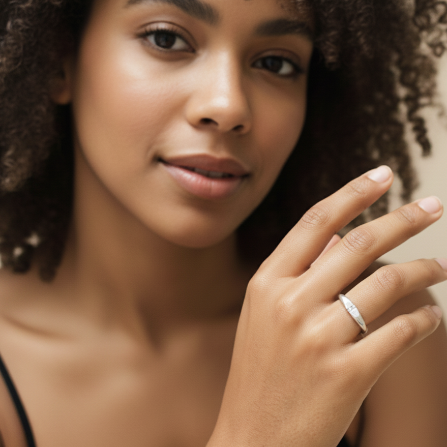 Channel Ring in Sterling Silver on Model