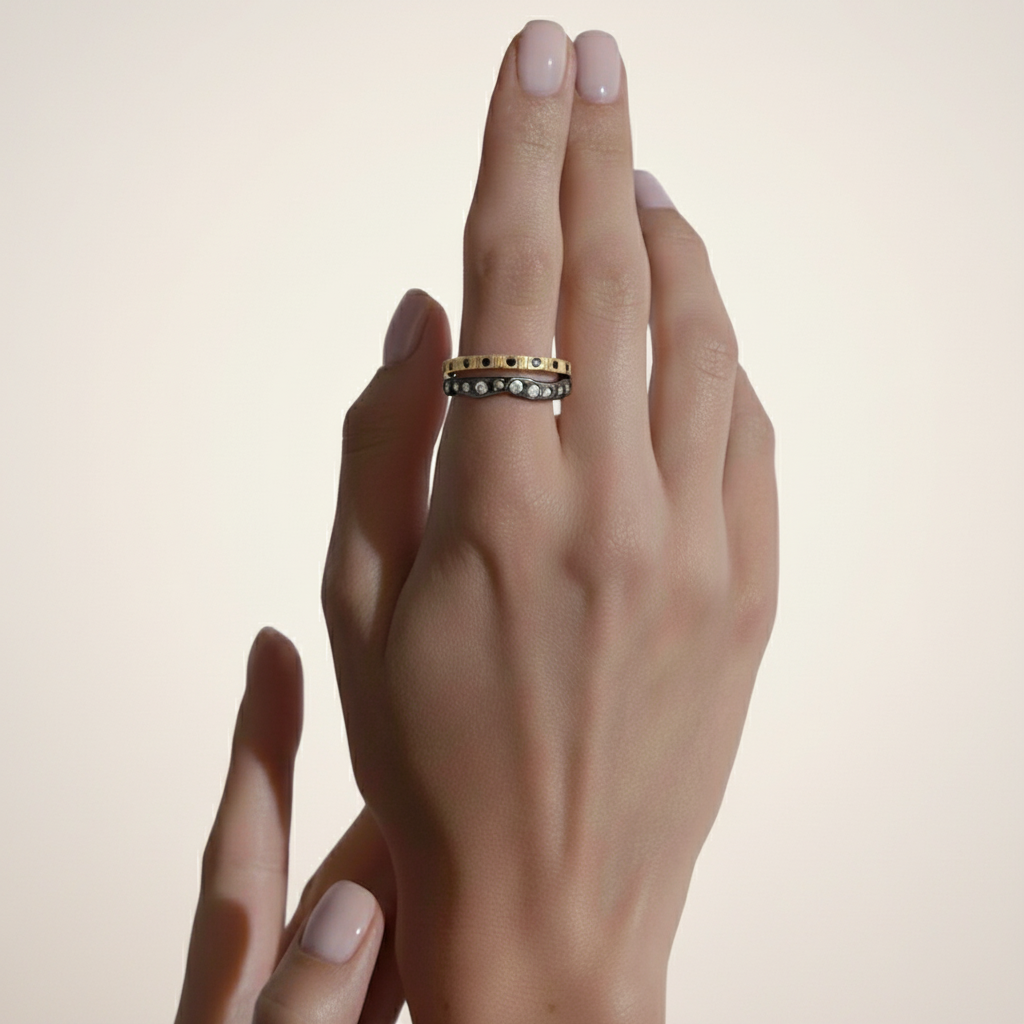 Light Within Ring Stack on Models Hand