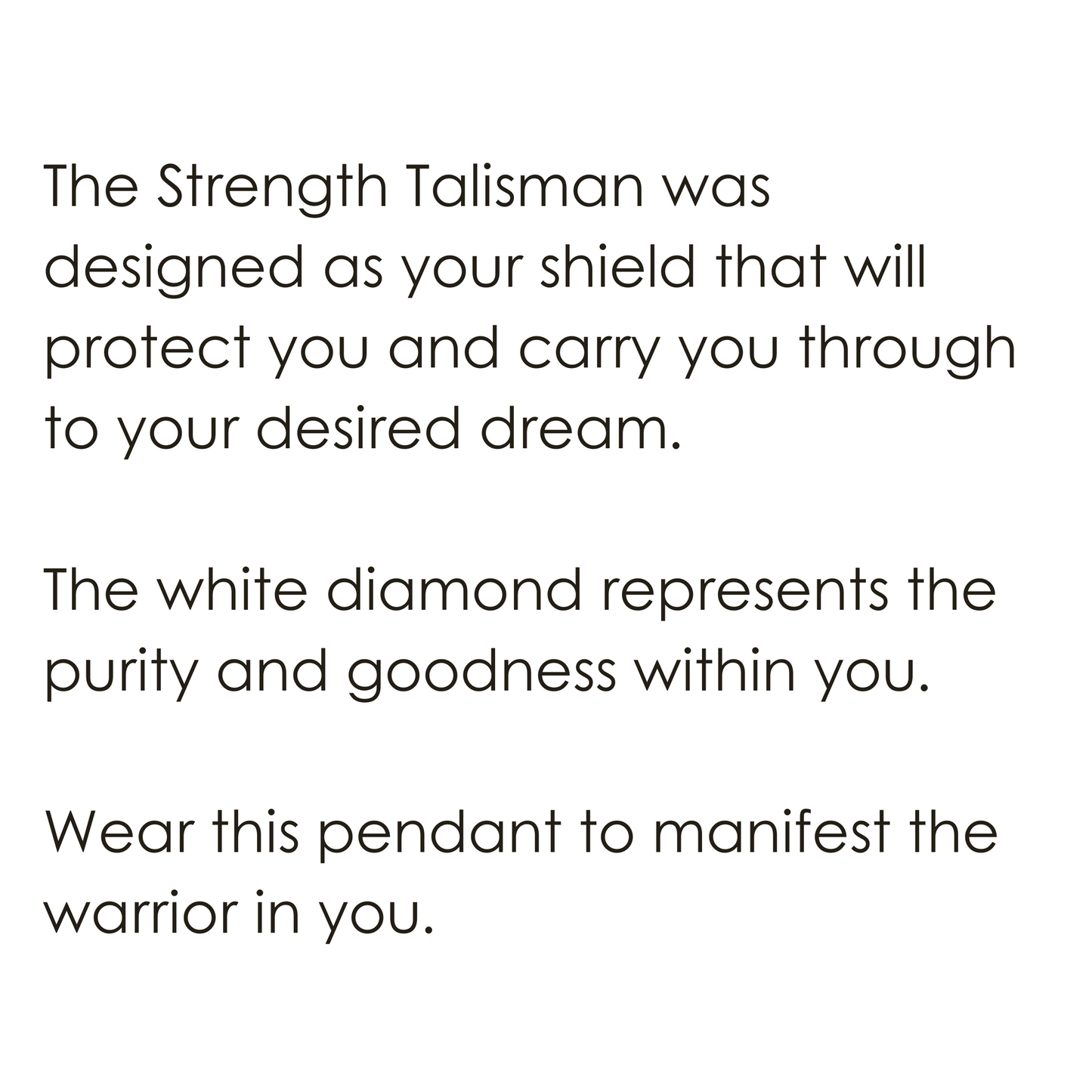Strength w/ White Diamond Talisman Pendant