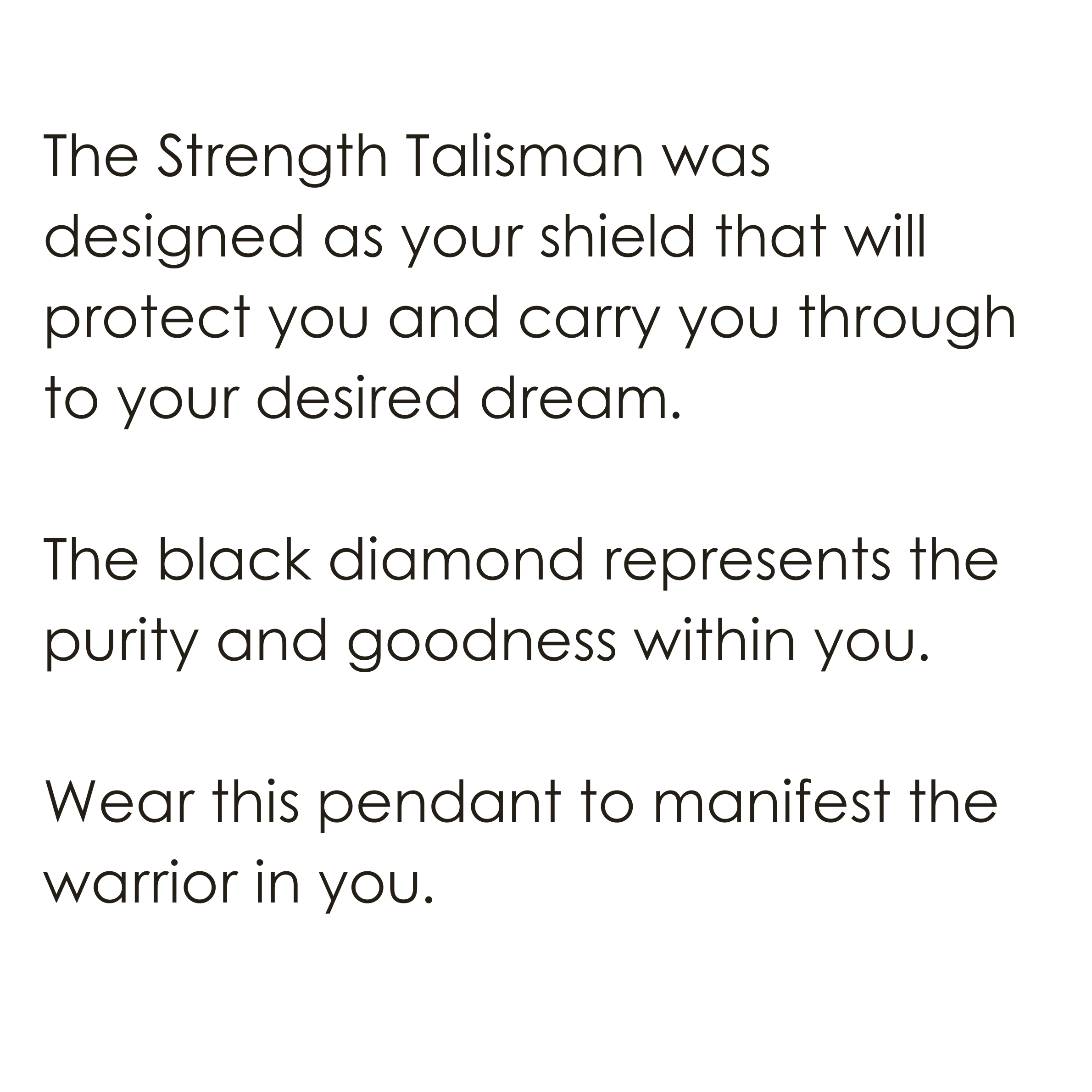 Strength Talisman Pendant with Black Diamond meaning