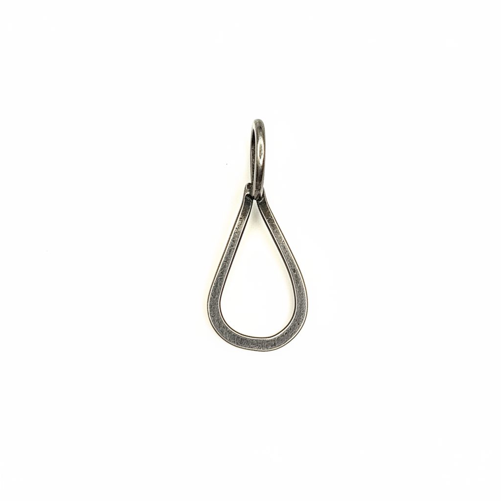 The Silver Tear Drop Connector measures approx 1" long and 3/8" wide. It's designed to easily attach your Talisman Pendants. Will slide over most chains.