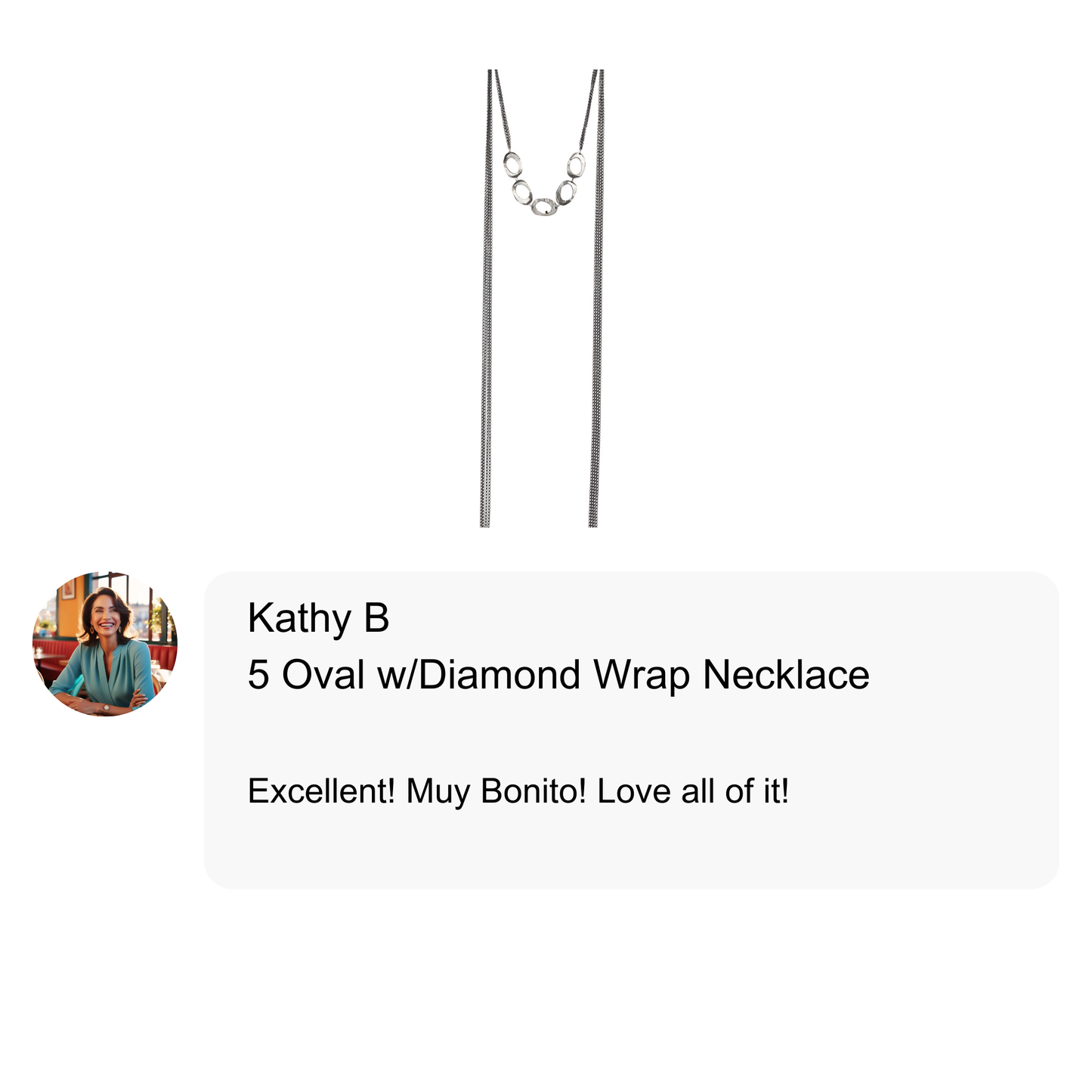 5 Oval Wrap with Diamond Necklace in Silver