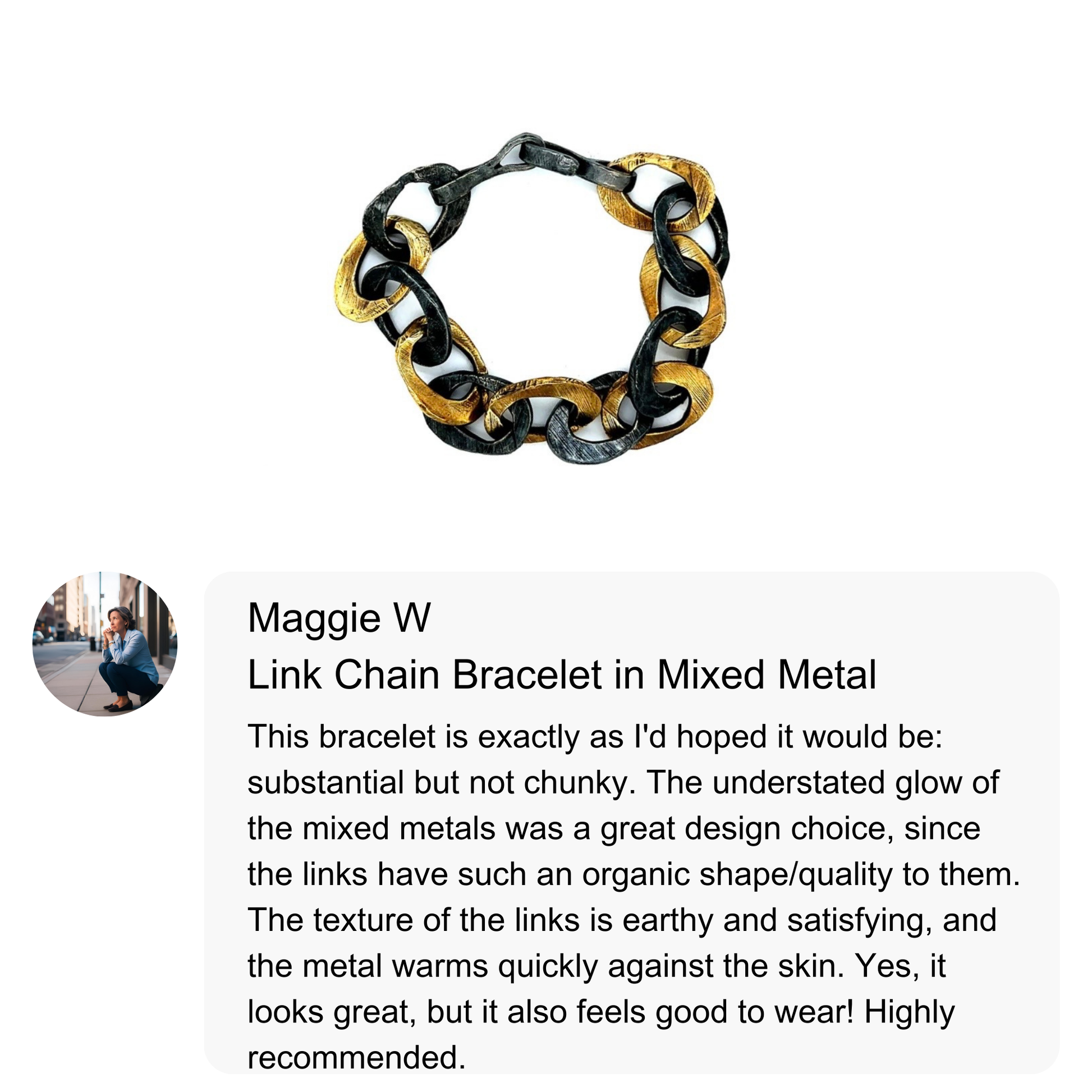 Customer Review of Link Chain Bracelet in Mixed Metal
