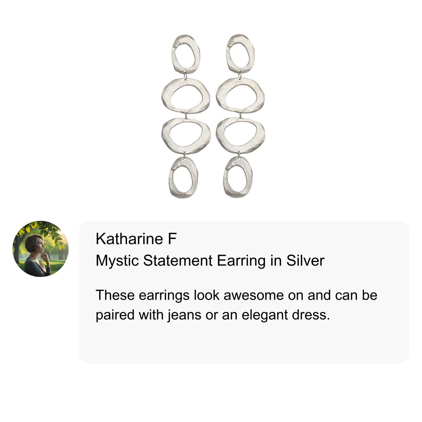 Customer Review of Mystic Statement Earrings in Silver