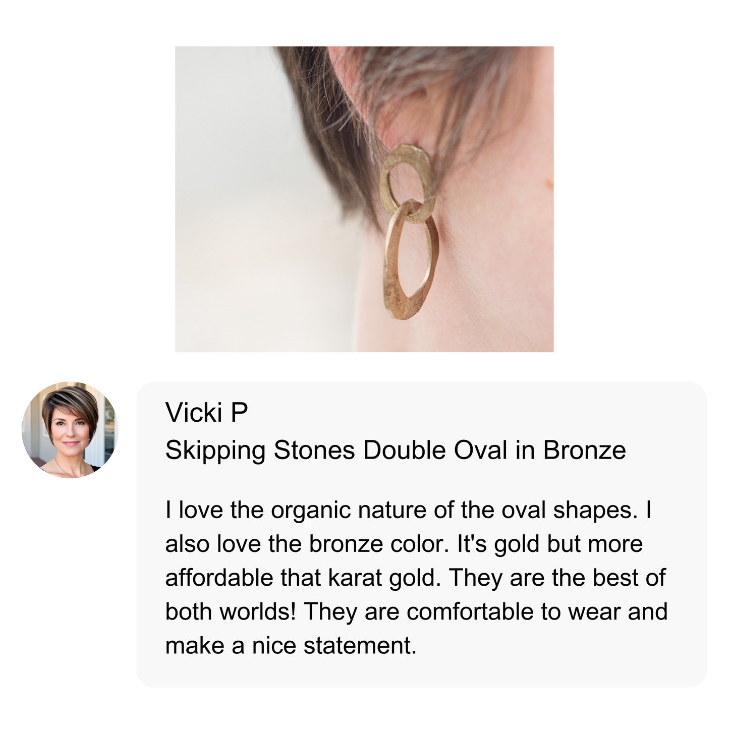 Skipping Stones Double Oval Earrings in Bronze