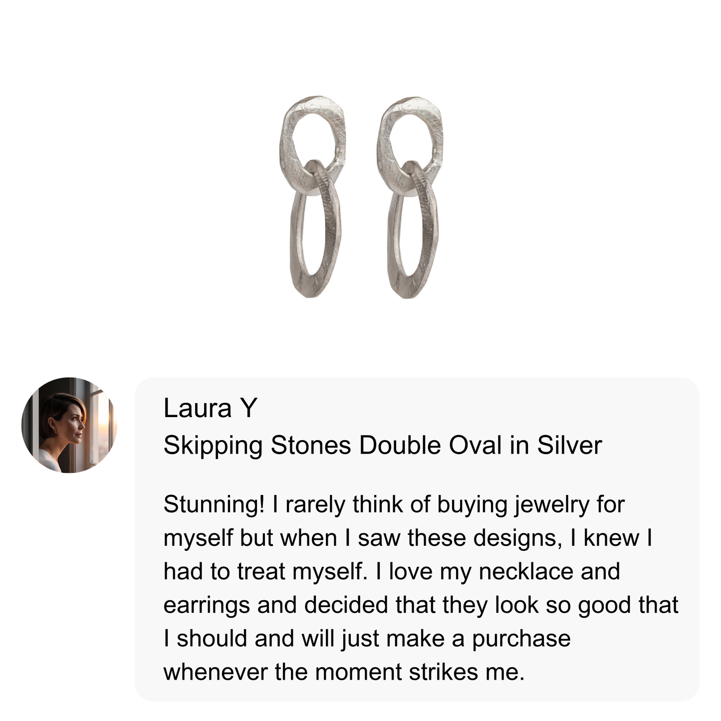 Skipping Stones Double Oval Earrings in Silver