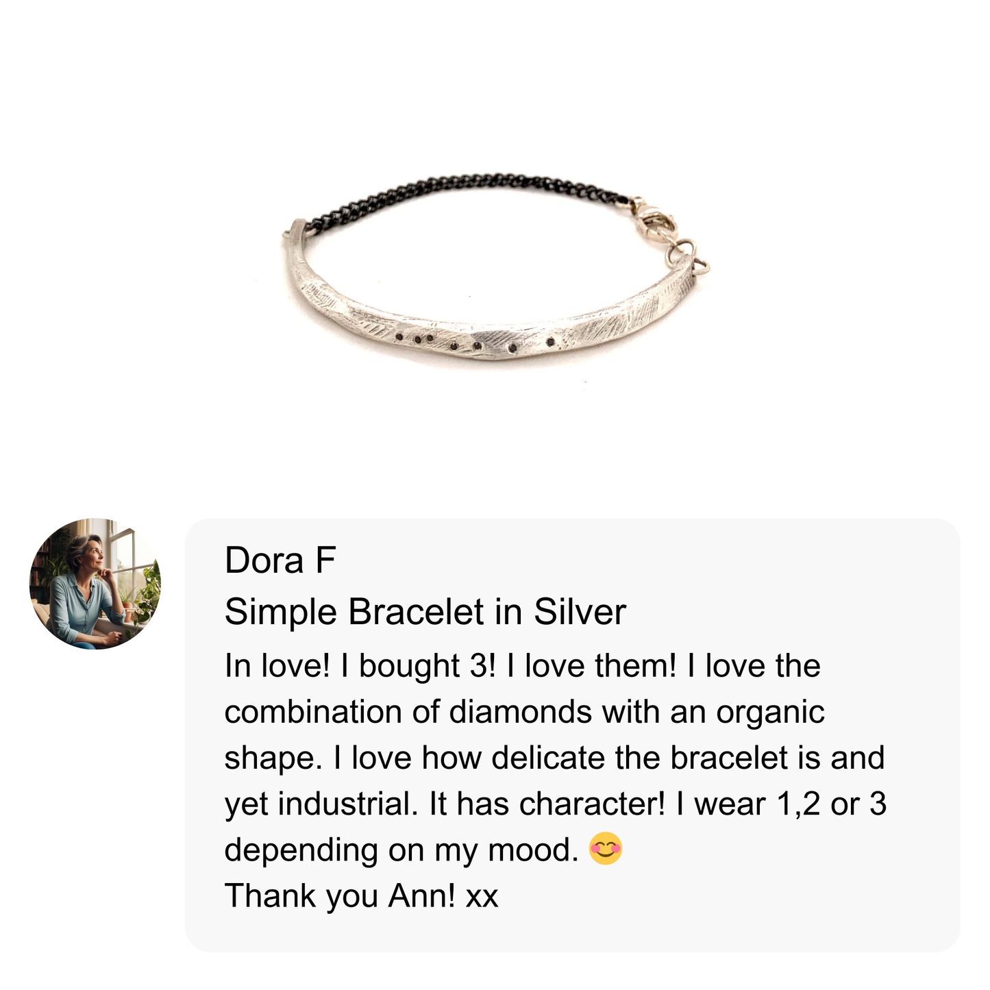 Skipping Stones Simple Bracelet in Silver