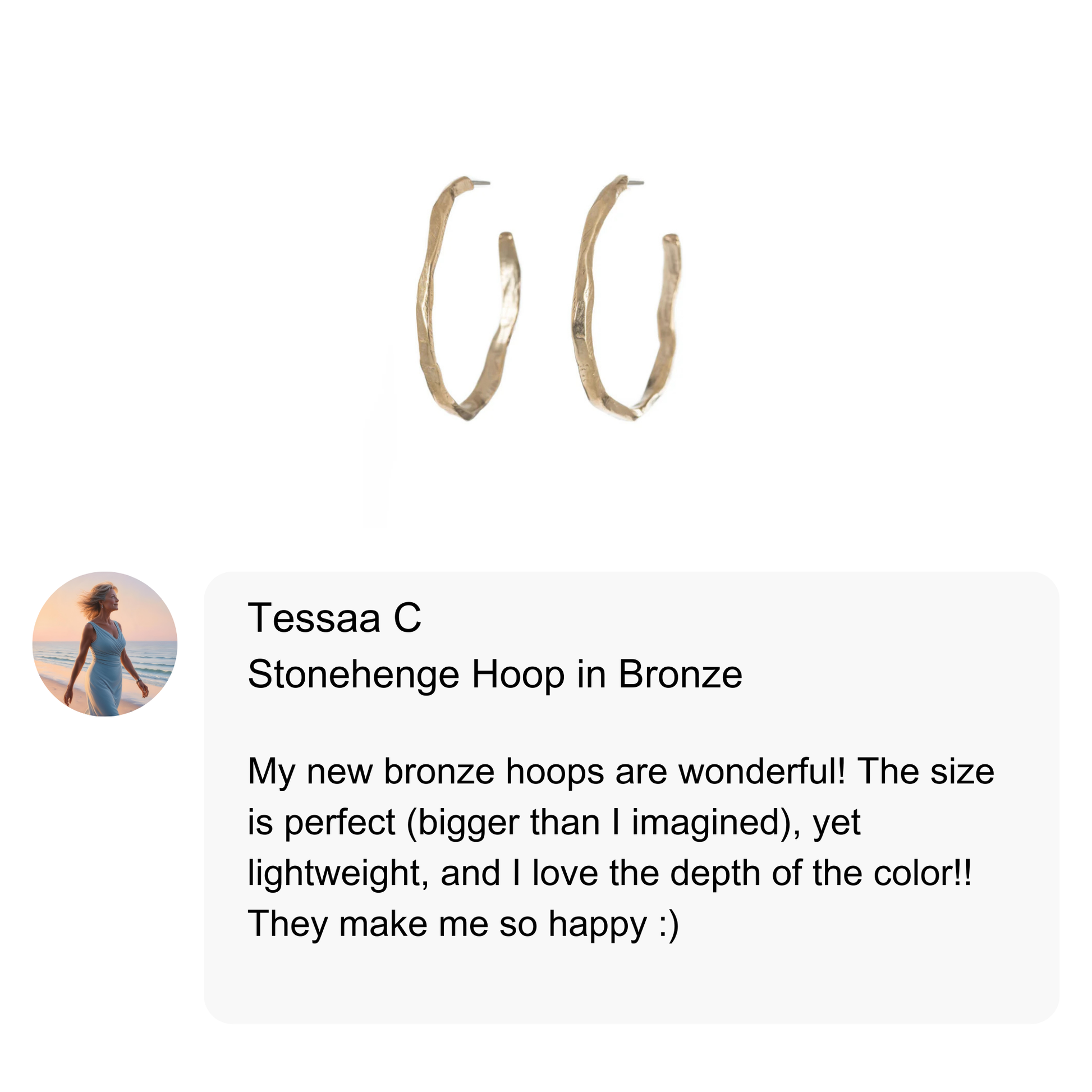 Customer Review of the Stonehenge Hoop Earrings in Bronze