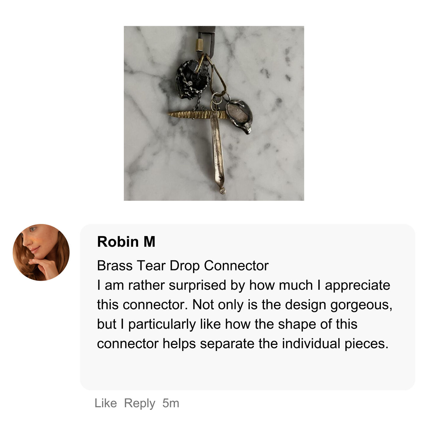 Tear Drop Connector in Silver