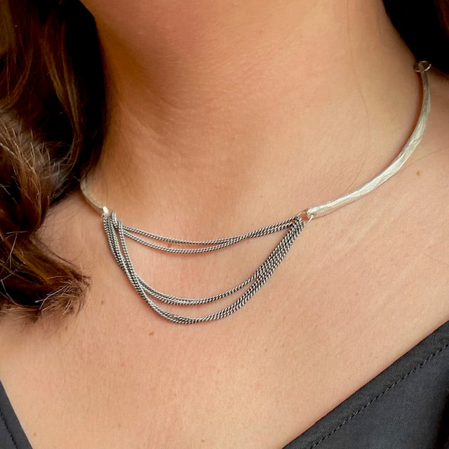 Cascade Layers Necklace on person