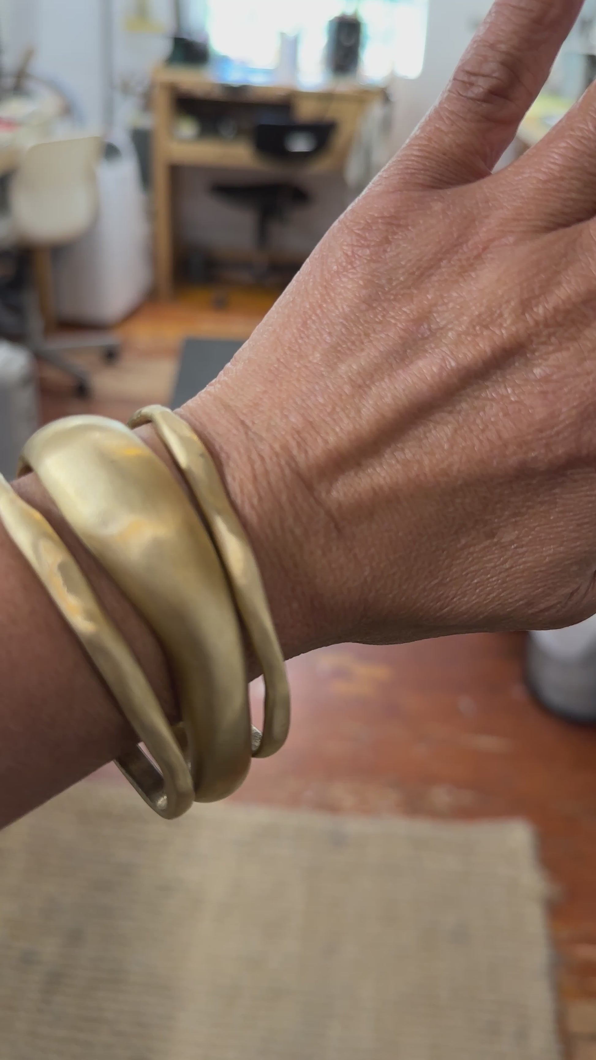 Video of Divine Bronze Wide and Thin Cuff Bracelets