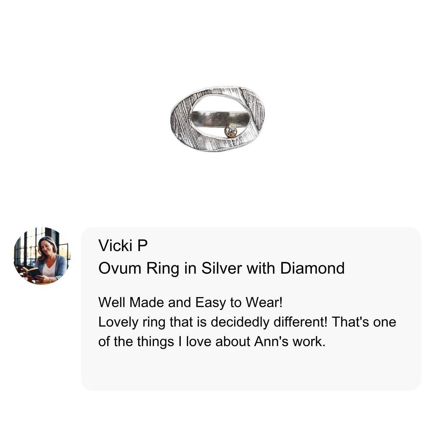 Ovum Ring in Silver with Diamond