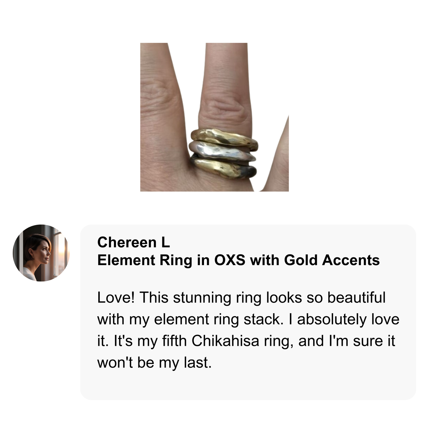 Element Ring in Oxidized Silver with 18k Gold Accents