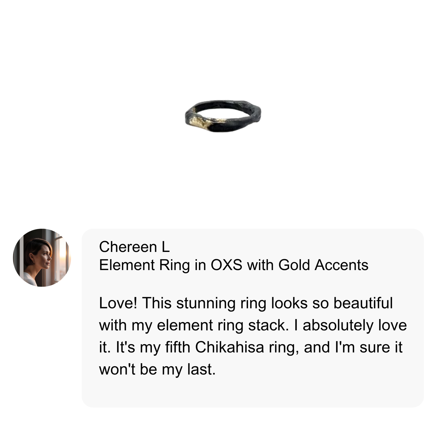 Element Ring in Oxidized Silver with 18k Gold Accents